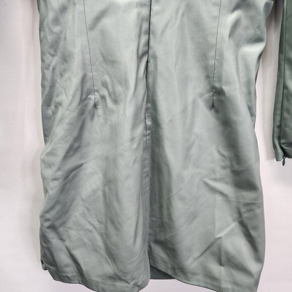 Zara Faux Leather‎ Ruched Puff Sleeve Dress Sold Out Seafoam Green Large - Picture 6 of 16